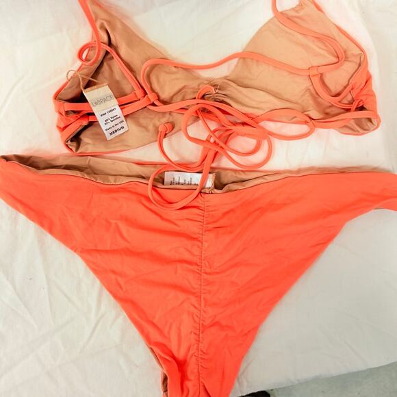 L*Space Coral 2pcs Bikinis Set Medium Beach Miami Swim Summer Vacation - Picture 3 of 5
